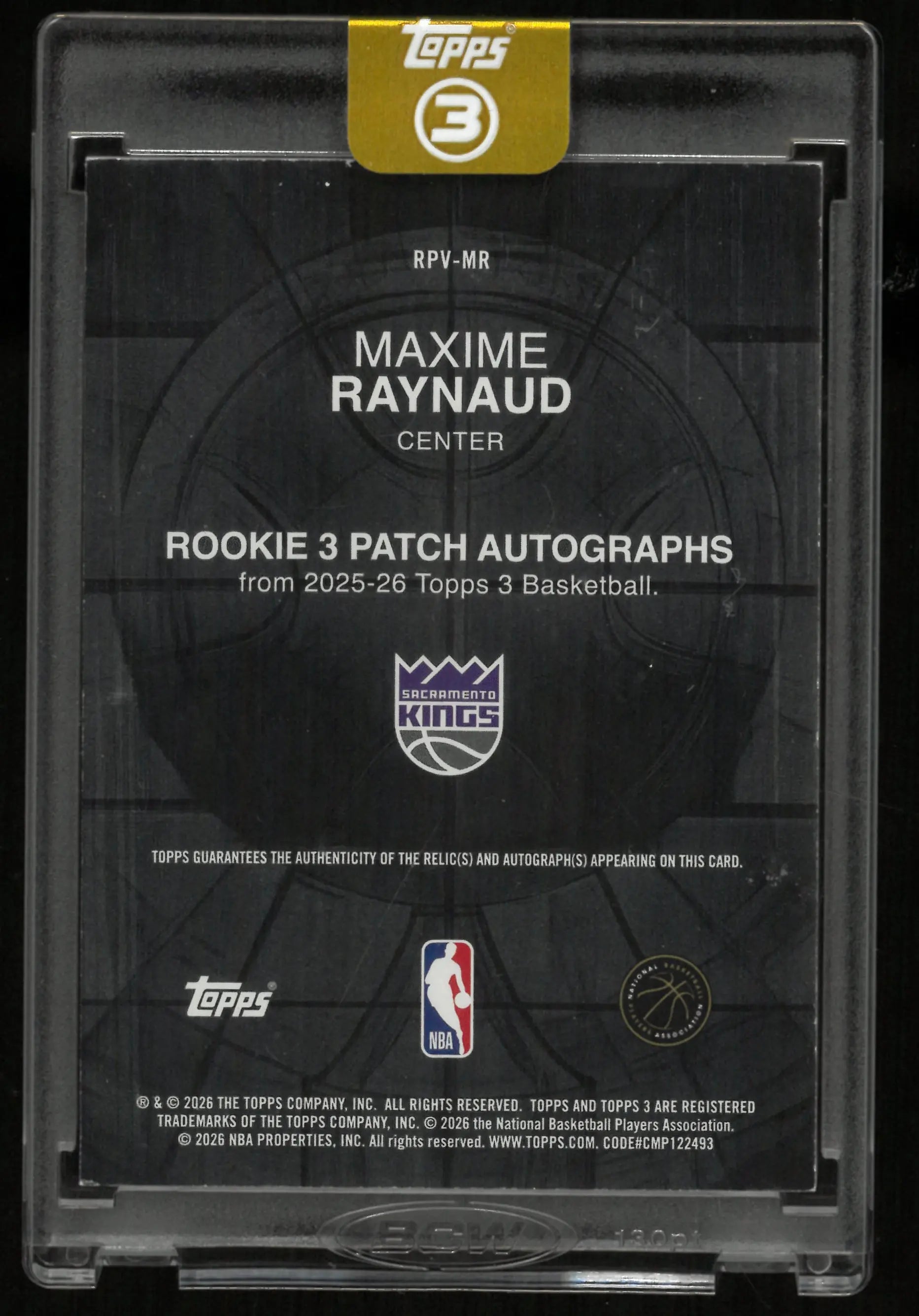 2025-26 Topps 3 Rookie 3 Patch Autograph Maxime Raynaud Auto Orange /25 