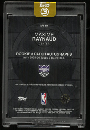 2025-26 Topps 3 Rookie 3 Patch Autograph Maxime Raynaud Auto Orange /25 