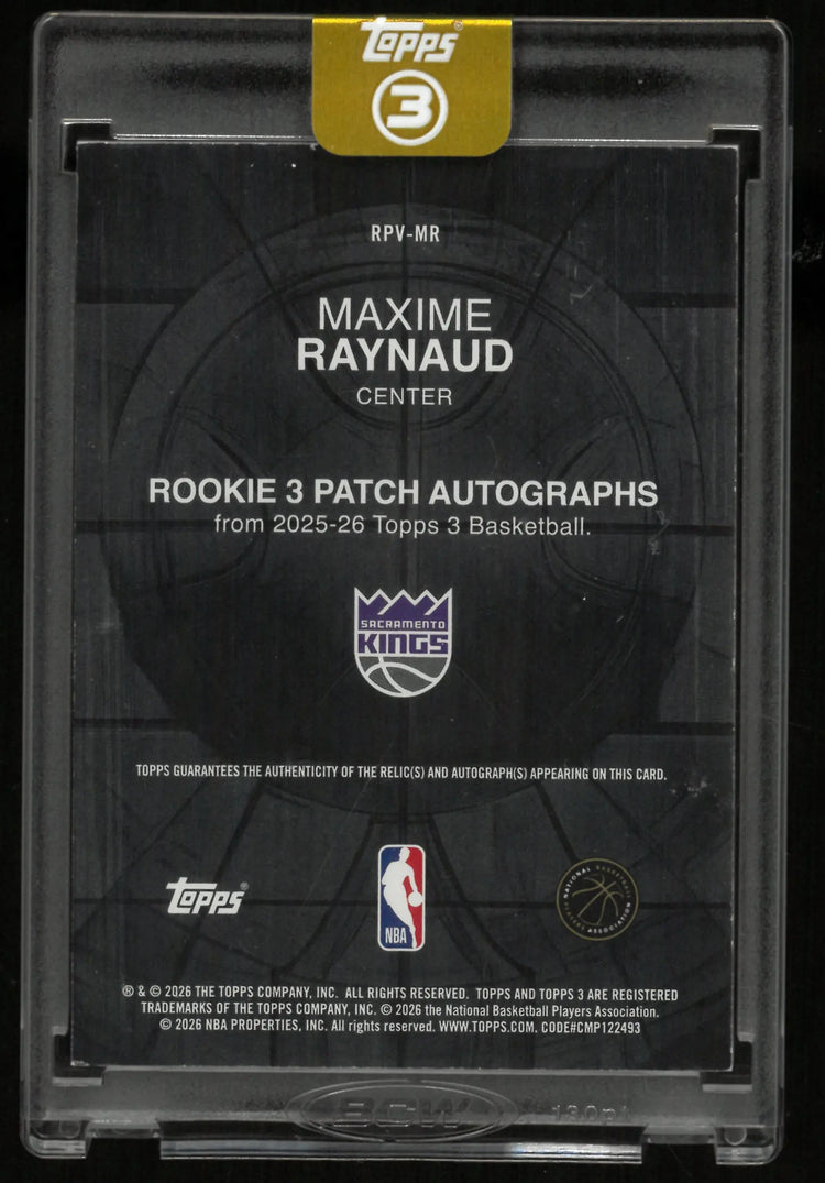 2025-26 Topps 3 Rookie 3 Patch Autograph Maxime Raynaud Auto Orange /25 
