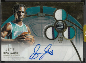 2025-26 Topps 3 Rookie 3 Patch Autograph Sion James Auto Gold /10 RC 