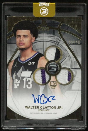 2025-26 Topps 3 Rookie 3 Patch Autograph Walter Clayton Jr. Auto /10 RC 