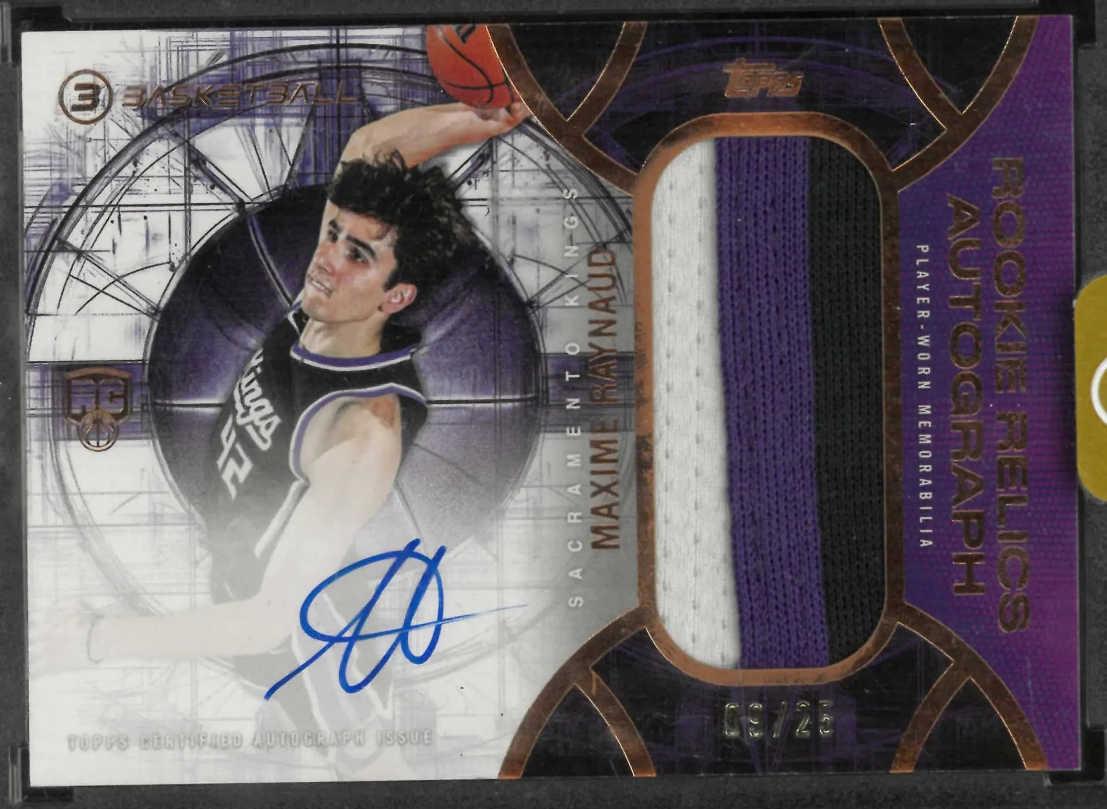 2025-26 Topps 3 Rookie Patch Autograph Maxime Raynaud Auto Purple /25 RC 