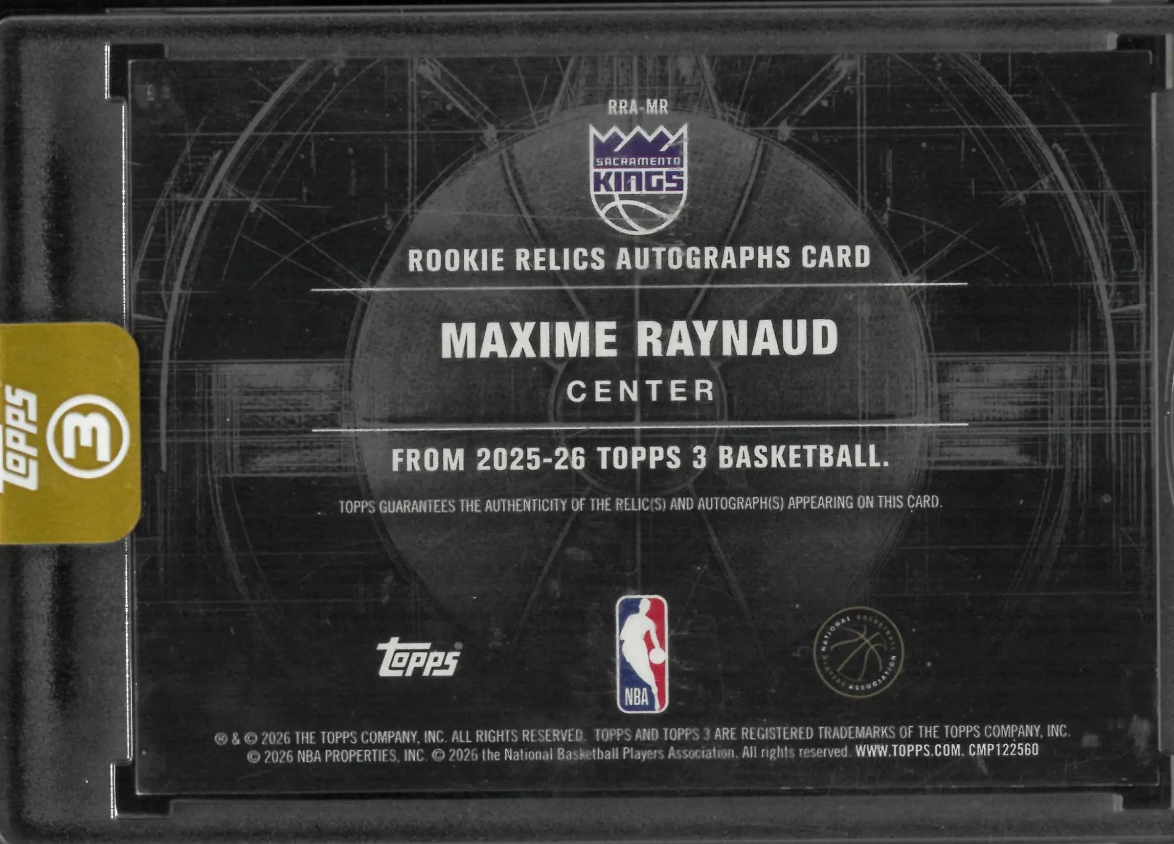 2025-26 Topps 3 Rookie Patch Autograph Maxime Raynaud Auto Purple /25 RC 