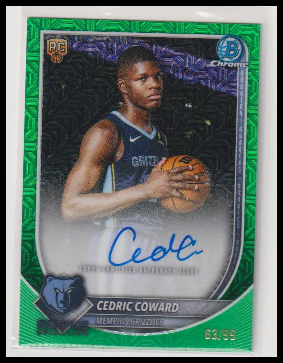 2025-26 Topps Bowman Chrome Rookie Autograph Cedric Coward Auto Green /99 RC 