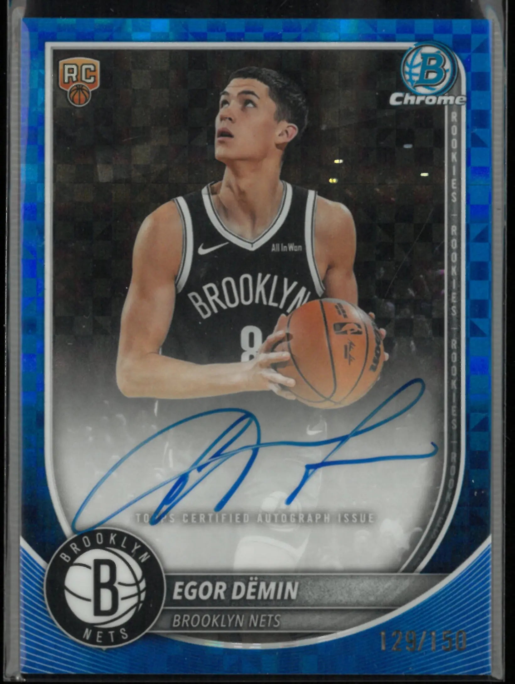 2025-26 Topps Bowman Chrome Rookie Autograph Egor Demin Blue Geometric /150 RC 