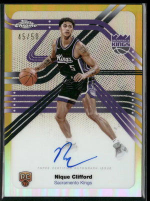2025-26 Topps Chrome Basketball Gold Next Stop Signatures Rookie Auto Nique Clifford /50 
