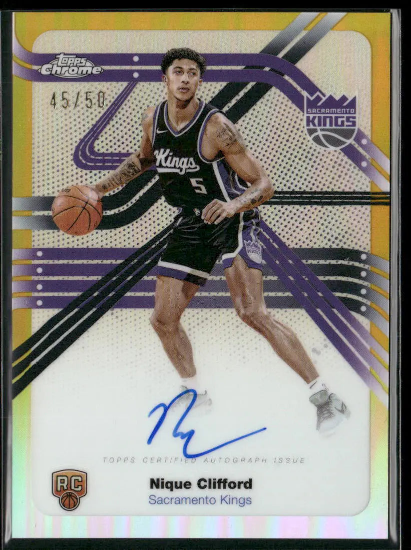 2025-26 Topps Chrome Basketball Gold Next Stop Signatures Rookie Auto Nique Clifford /50 