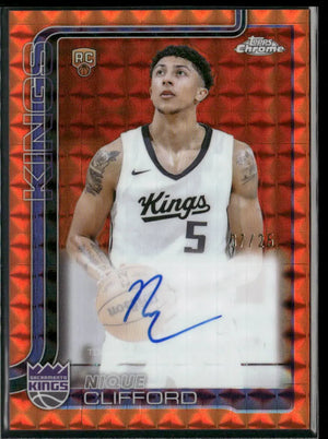 2025-26 Topps Chrome Basketball Orange Rookie Auto Nique Clifford /25 