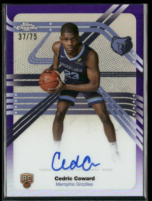 2025-26 Topps Chrome Basketball Purple Next Stop Signatures Rookie Auto Cedric Coward /75 