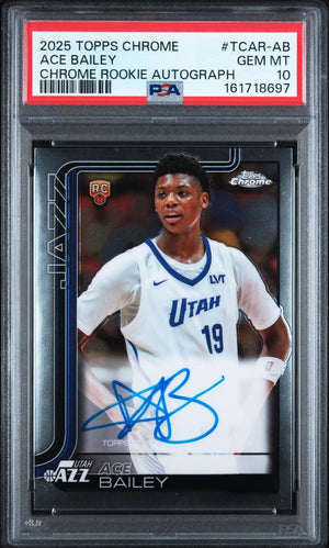 2025-26 Topps Chrome Basketball Rookie Autograph Ace Bailey RC Auto PSA 10 