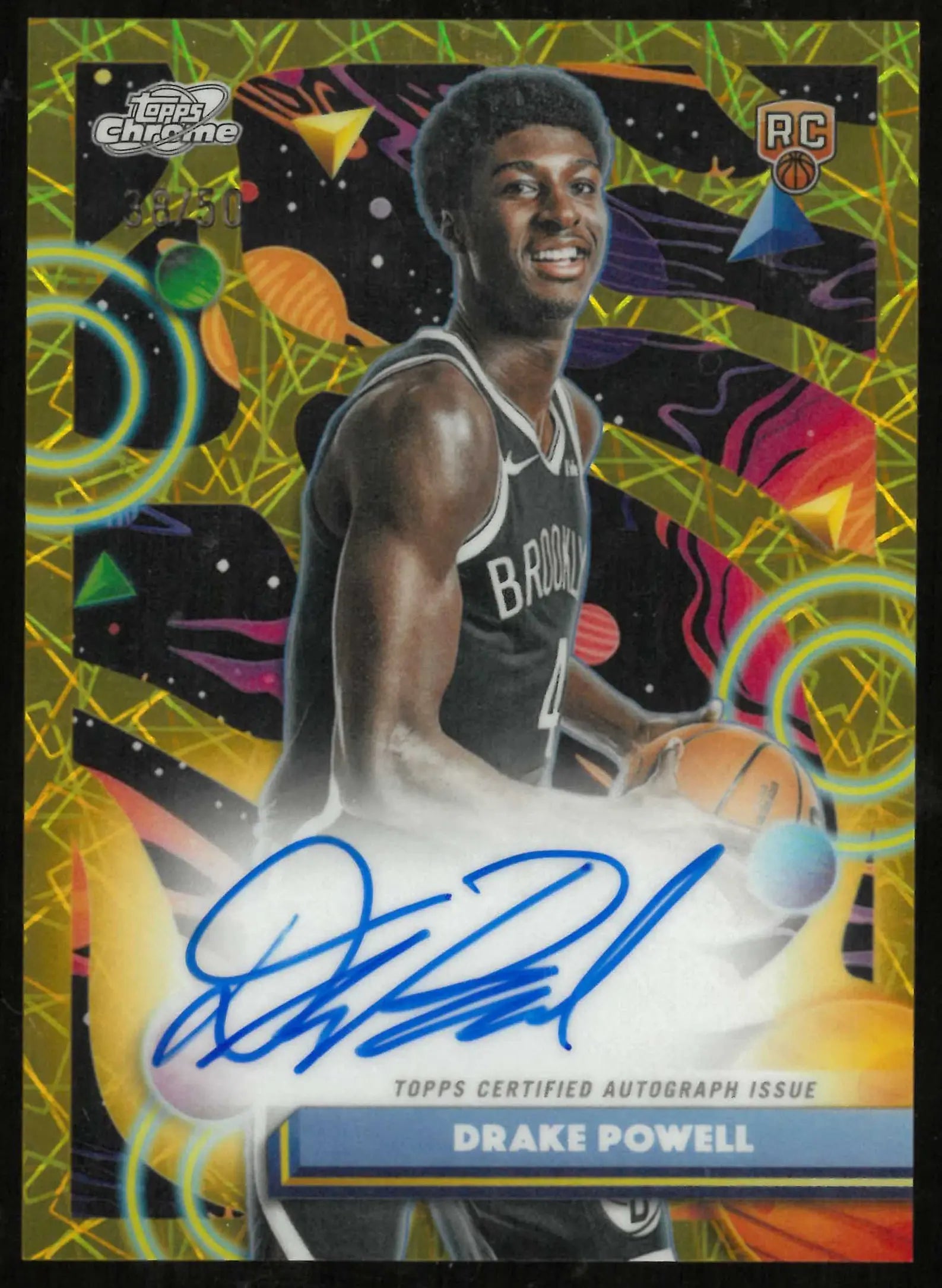 2025-26 Topps Chrome Cosmic Drake Powell Rookie Auto Gold Refractor #/50 