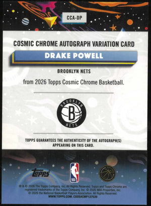 2025-26 Topps Chrome Cosmic Drake Powell Rookie Auto Gold Refractor #/50 