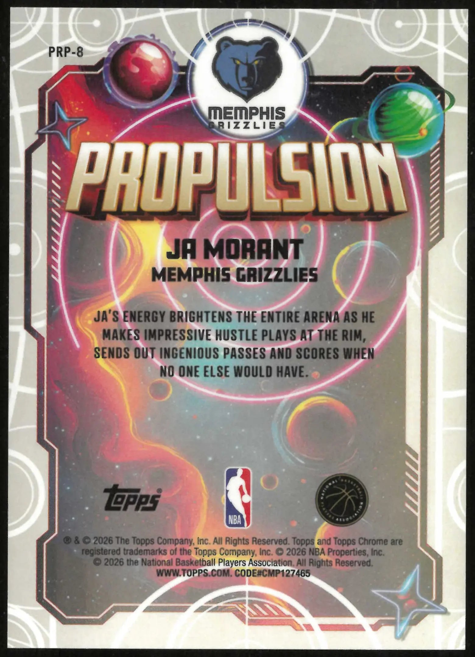 2025-26 Topps Chrome Cosmic Ja Morant Propulsion Orange Galactic Refractor #/25 