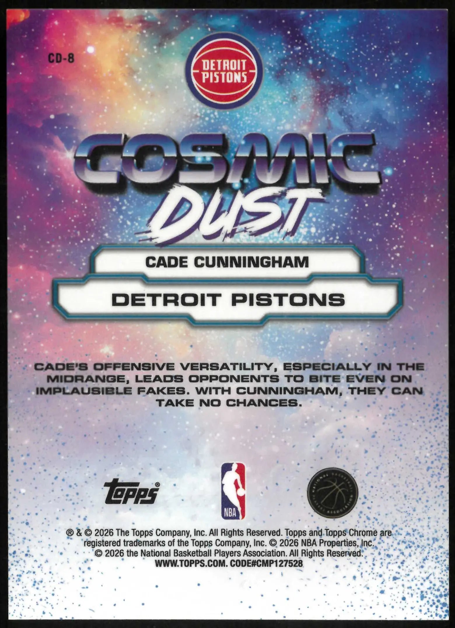 2025-26 Topps Chrome Cosmic #CD-8 Cade Cunningham Cosmic Dust 