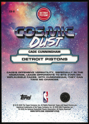 2025-26 Topps Chrome Cosmic #CD-8 Cade Cunningham Cosmic Dust 