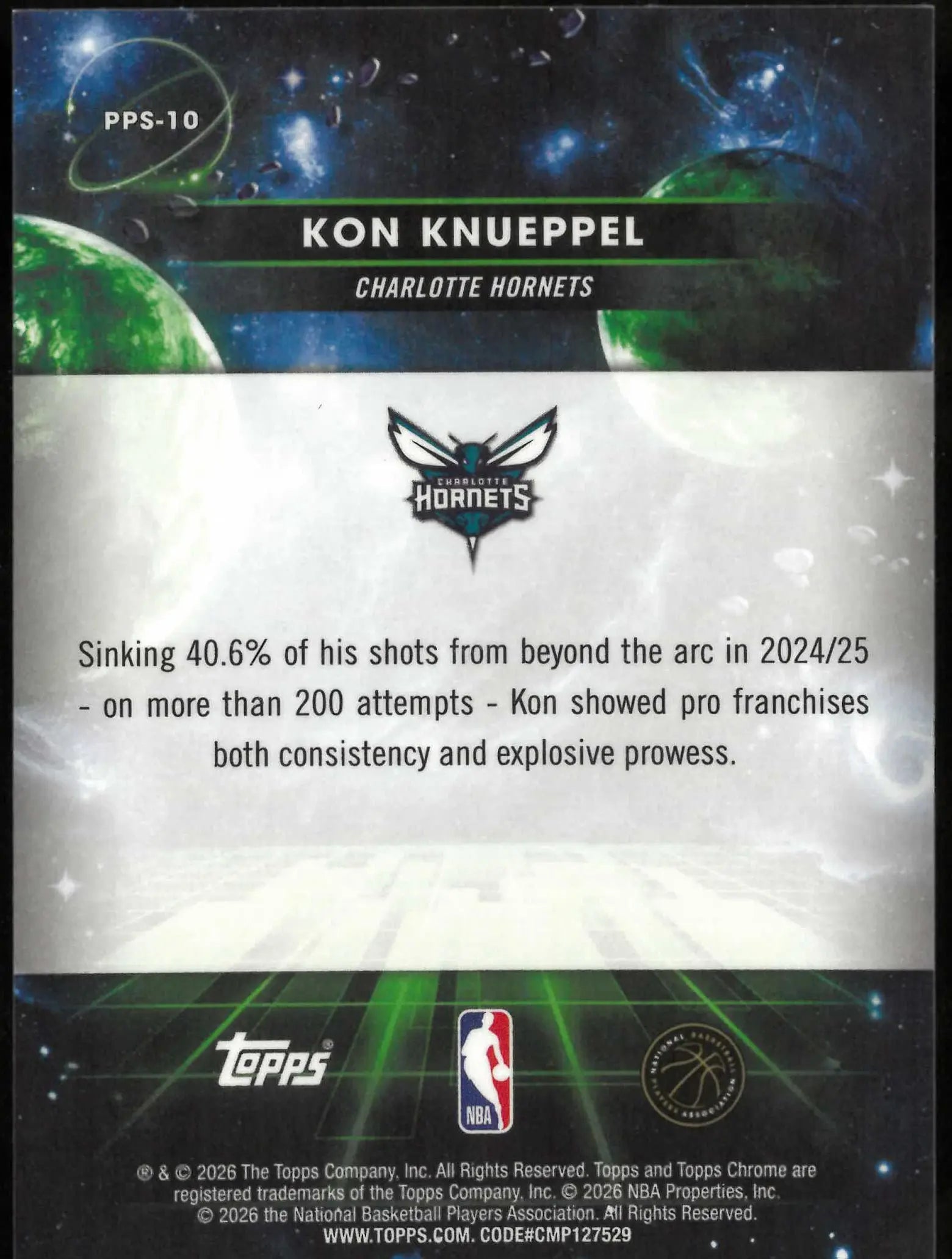 2025-26 Topps Chrome Cosmic #PPS-10 Kon Knueppel Planetary Pursuit Sun Rookie 