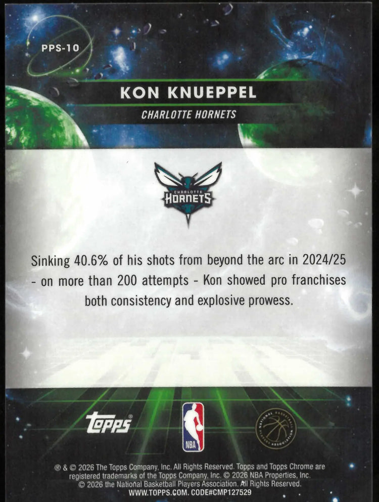 2025-26 Topps Chrome Cosmic #PPS-10 Kon Knueppel Planetary Pursuit Sun Rookie 