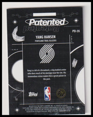 2025-26 Topps Chrome Rookie Yang Hansen Patented RC SSP 