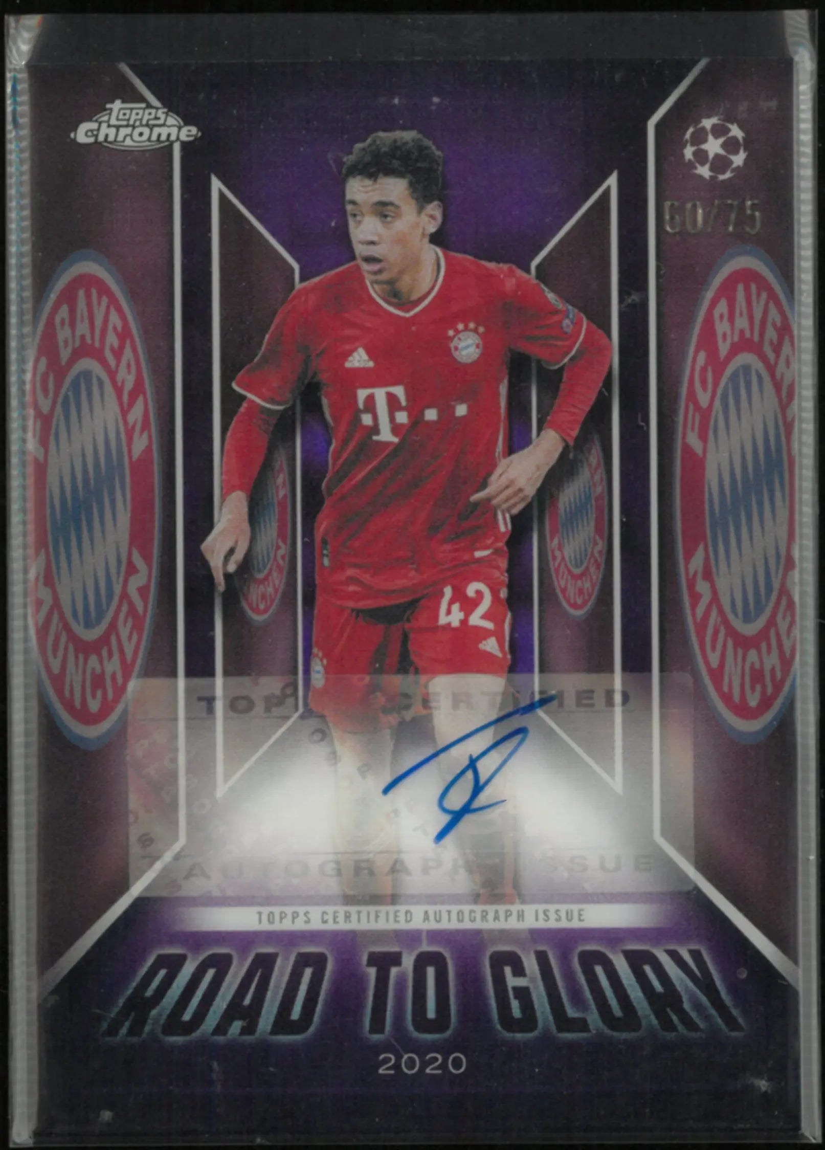 2025-26 Topps Chrome UEFA Club Competitions Road To Glory Jamal Musiala Auto /75 