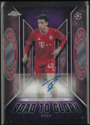 2025-26 Topps Chrome UEFA Club Competitions Road To Glory Jamal Musiala Auto /75 