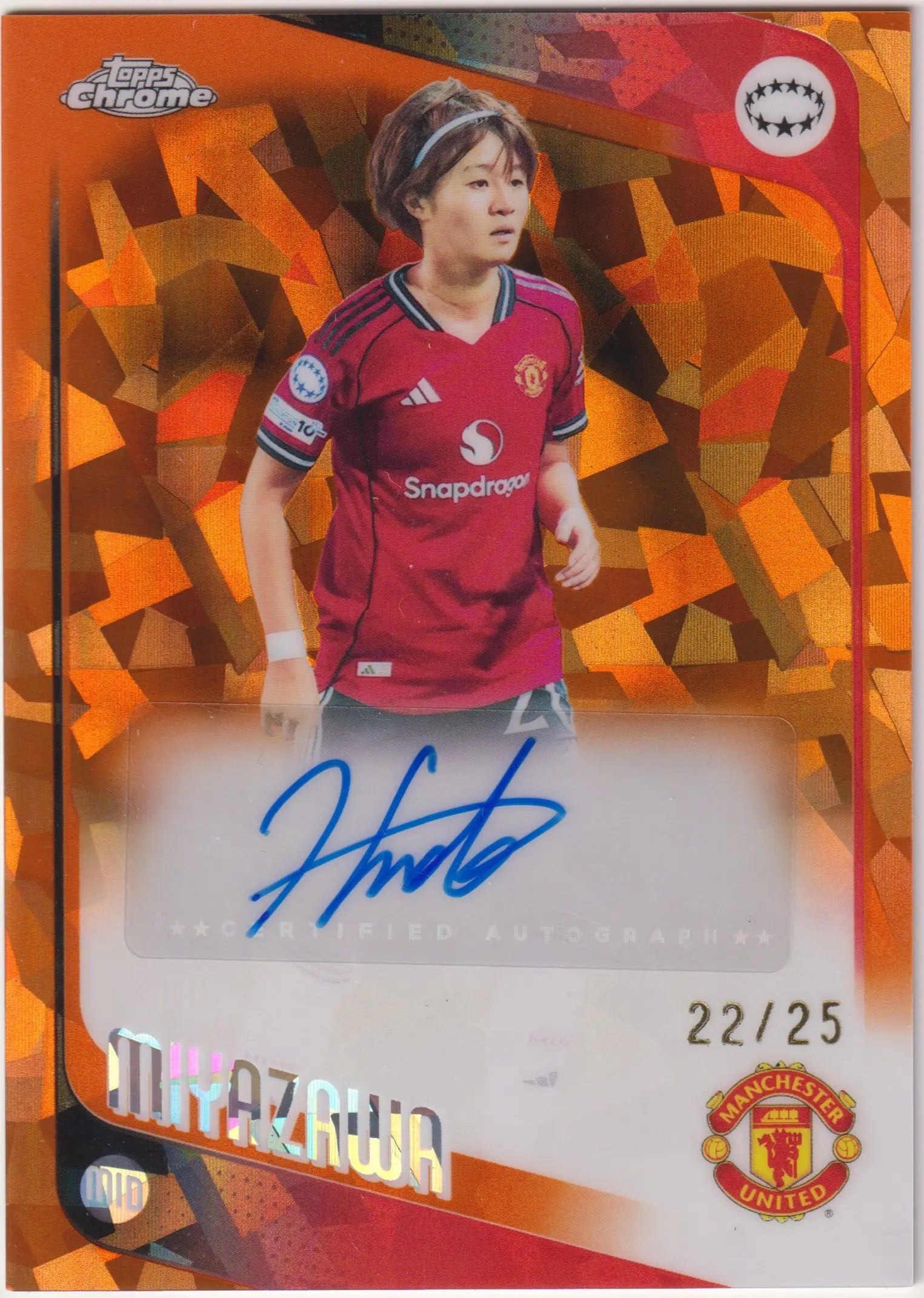 2025-26 Topps Chrome UEFA Women’s CL Auto Hinata Miyazawa Orange Refractor /25 
