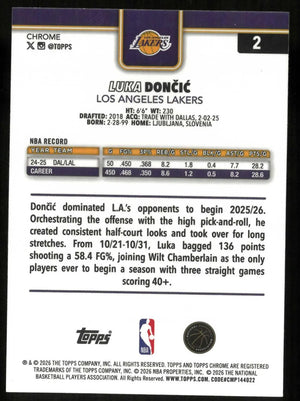 2025-26 Topps Chrome Update Luka Doncic Purple /75 