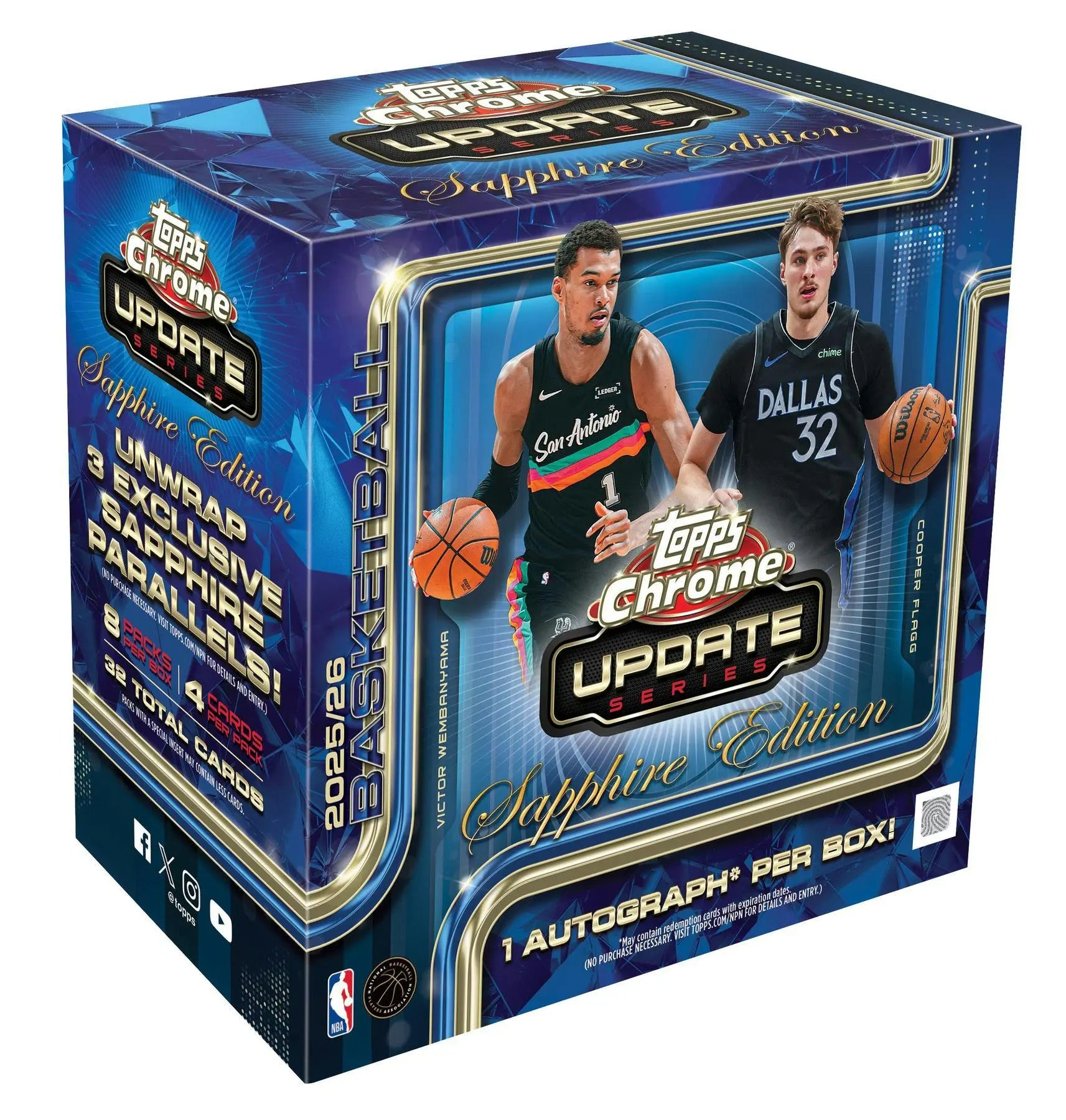 2025-26 Topps Chrome Update Series Sapphire Edition Basketball Hobby Box 