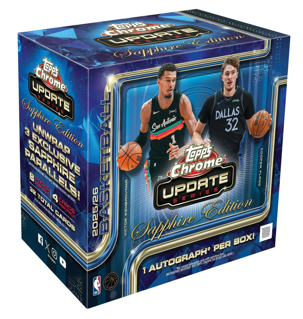 2025-26 Topps Chrome Update Series Sapphire Edition Basketball Hobby Box 