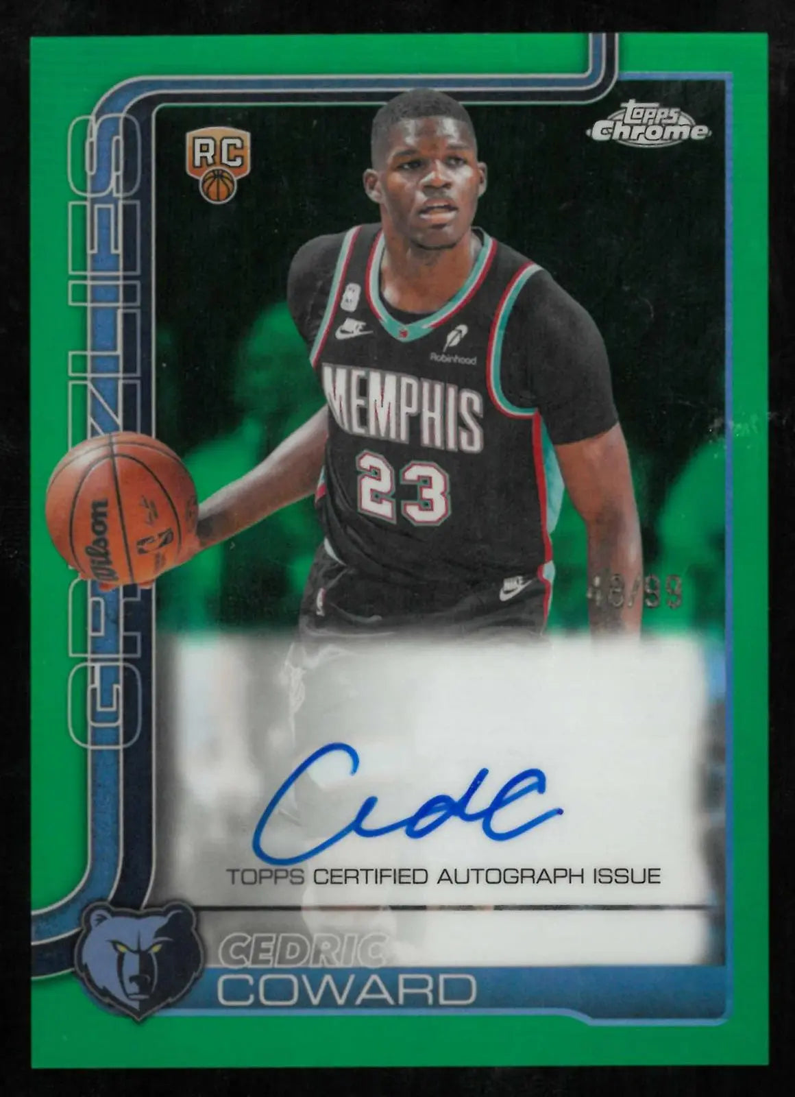 2025-26 Topps Chrome Updates Autograph Cedric Howard Auto Green /99 