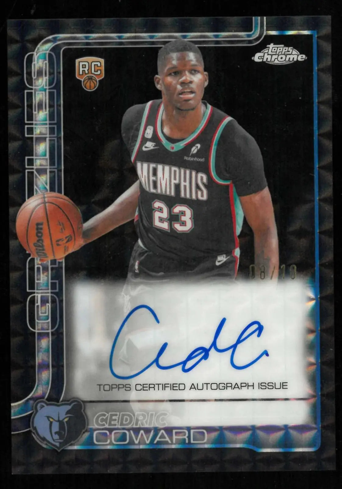2025-26 Topps Chrome Updates Autograph Rookie Cedric Coward Black Geometric /10 
