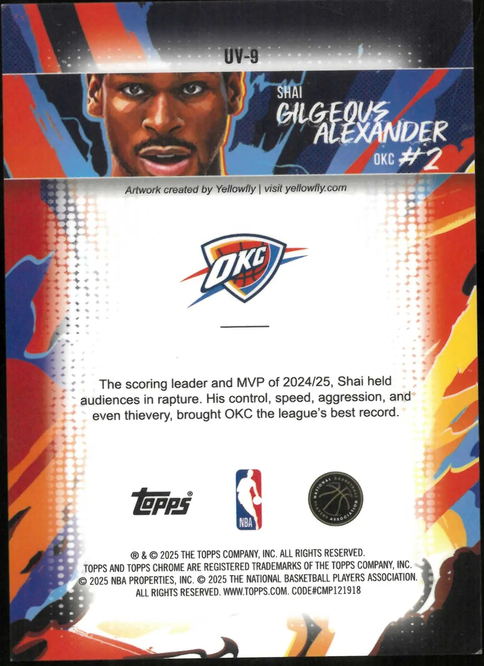 2025-26 Topps Chrome #UV-9 Shai Gilgeous-Alexander Ultra Violet All-Stars 