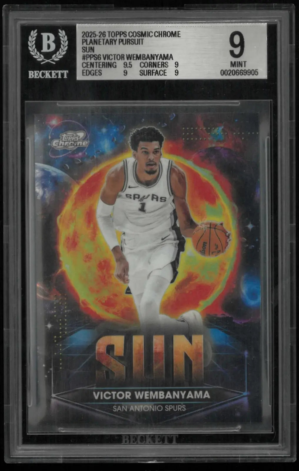 2025-26 Topps Cosmic Chrome Victor Wembanyama Planetary Pursuit Sun 