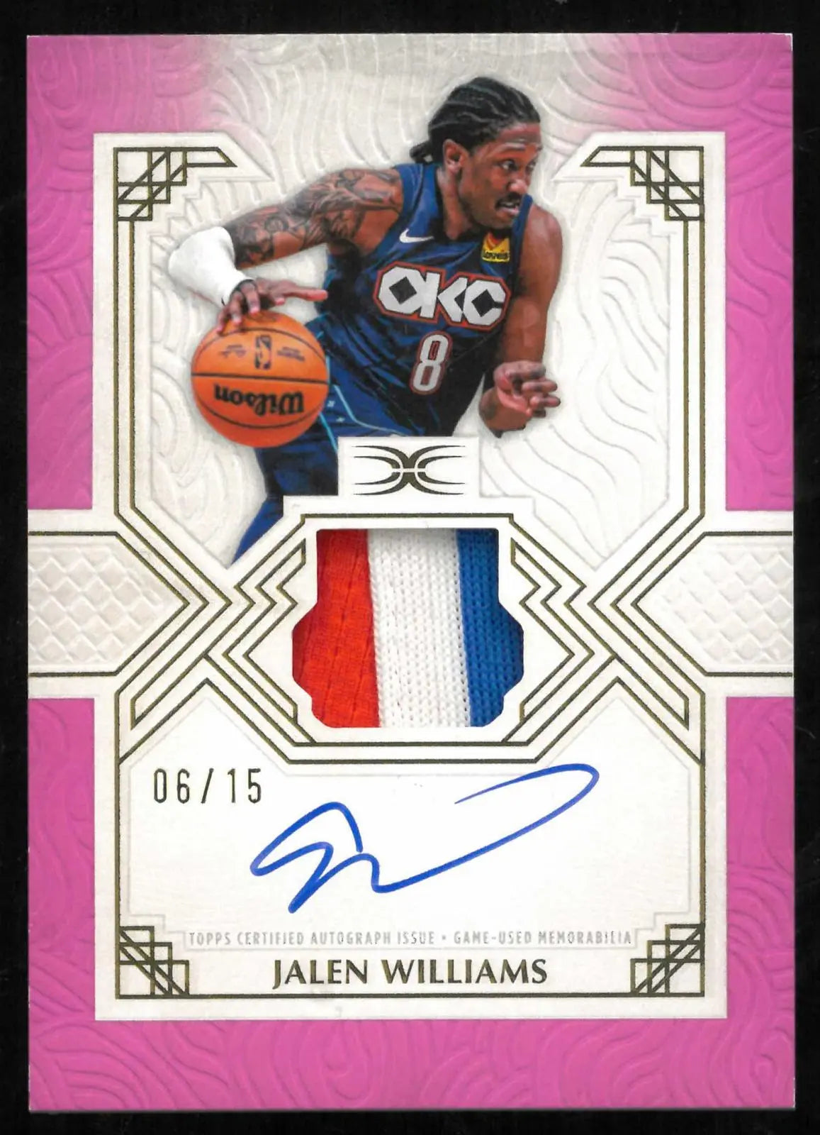 2025-26 Topps Definitive Collection Autograph Patch Jalen Williams Auto Pink /15 