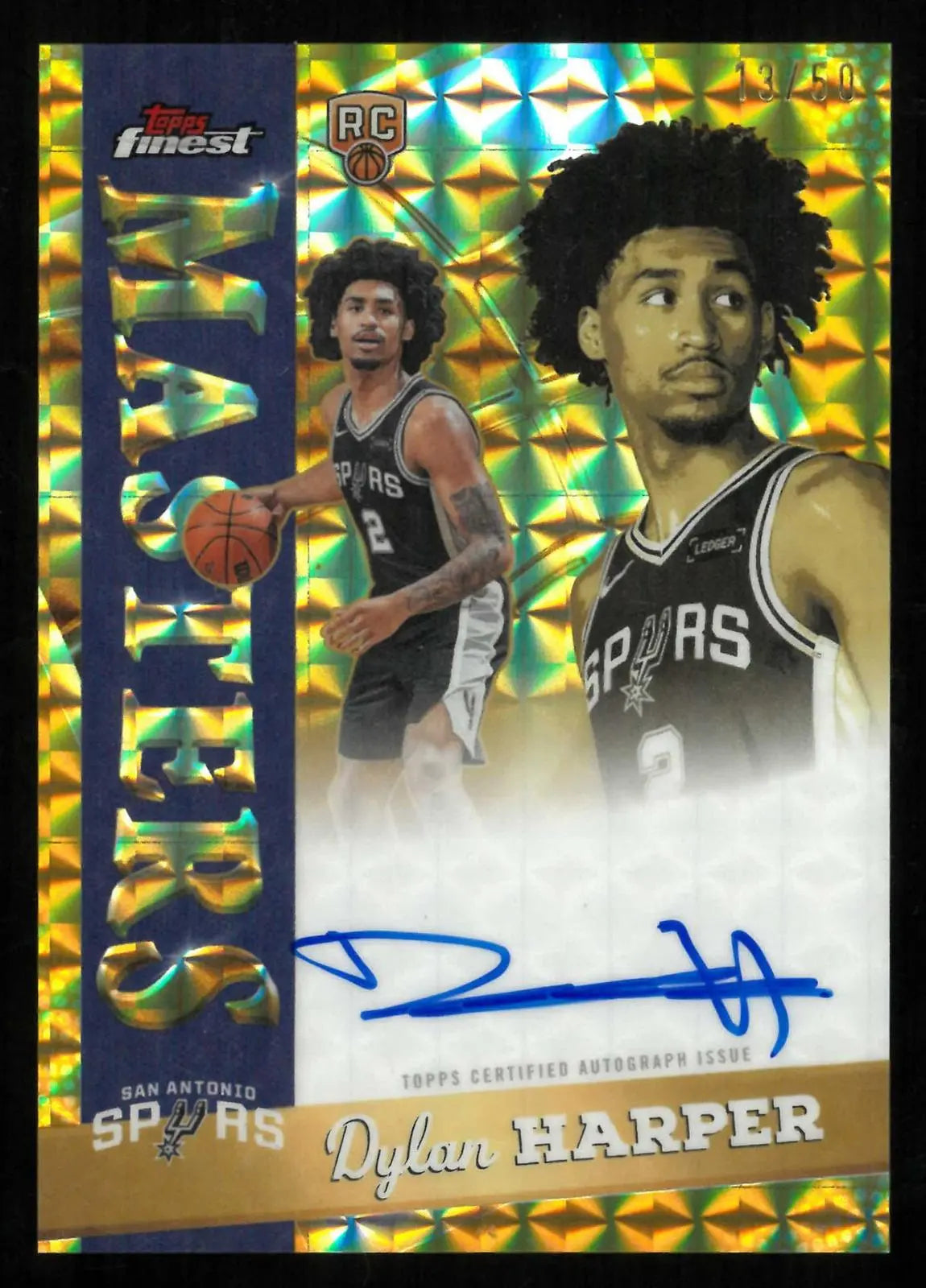 2025-26 Topps Finest Masters Auto Rookie Dylan Harper Gold Geometric Ref. /50 