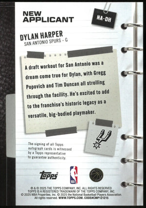 2025-26 Topps Flagship Basketball Dylan Harper RC Rookie Auto New Applicant 