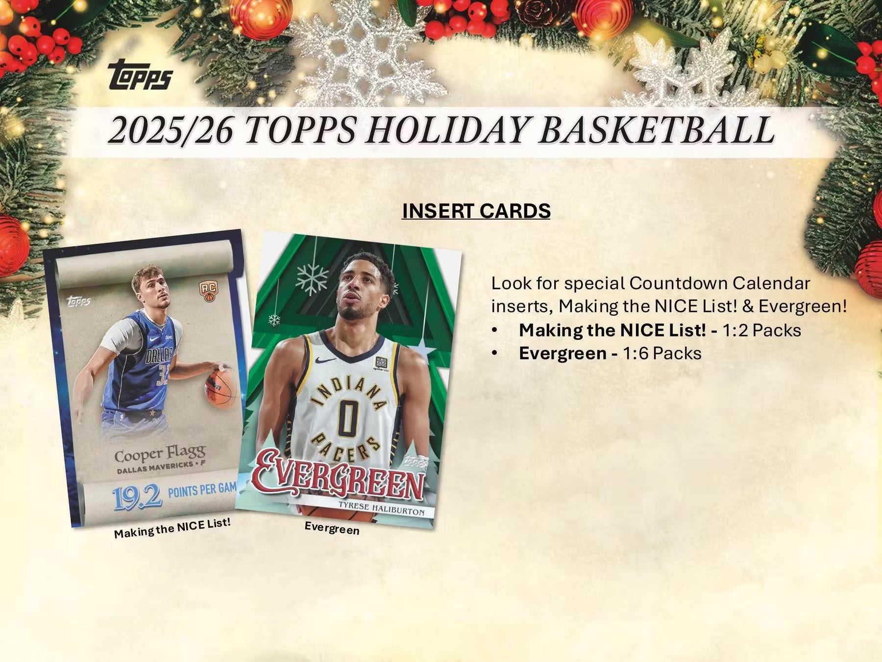 2025-26 Topps Holiday Basketball Countdown Calendar Box 