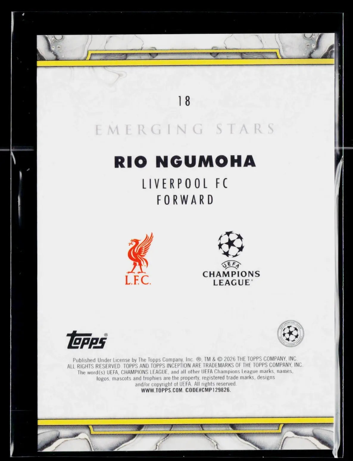 2025-26 Topps Inception UEFA CC Emerging Stars Rookie Rio Ngumoha Magenta /125 