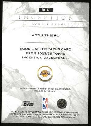 2025-26 Topps Inception #RA-AT Adou Thiero Gold Rookie Autographs /50 