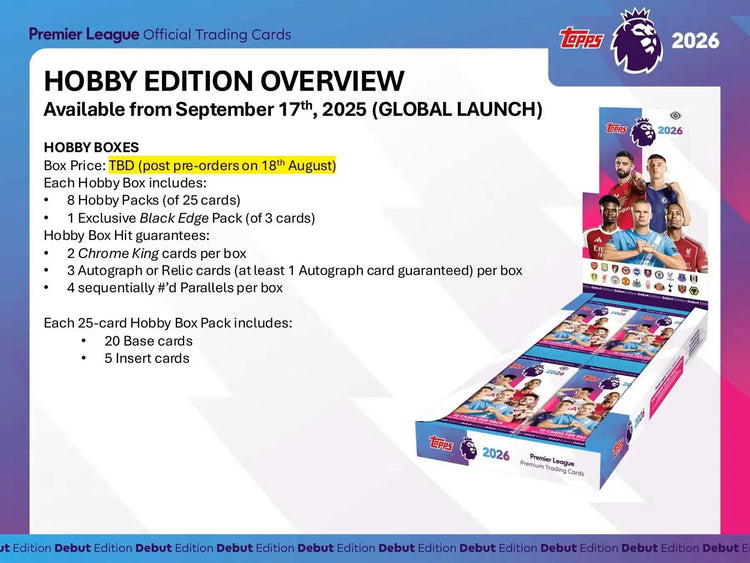 2025-26 Topps Premier League EPL Soccer Hobby Box 2025-26 Topps Premier League EPL Soccer Hobby Box