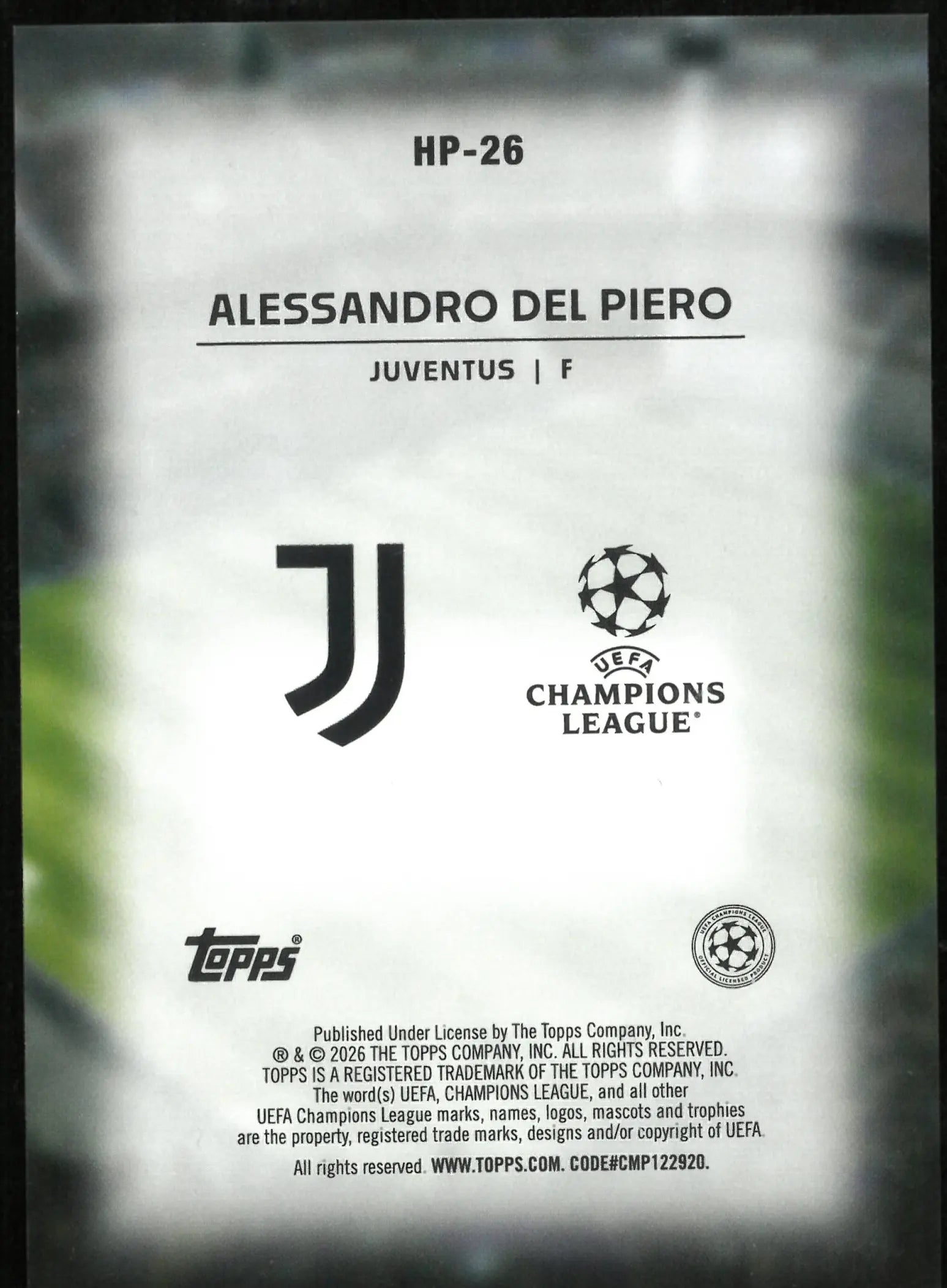 2025-26 Topps UEFA CL Home Advantage Alessandro Del Piero 
