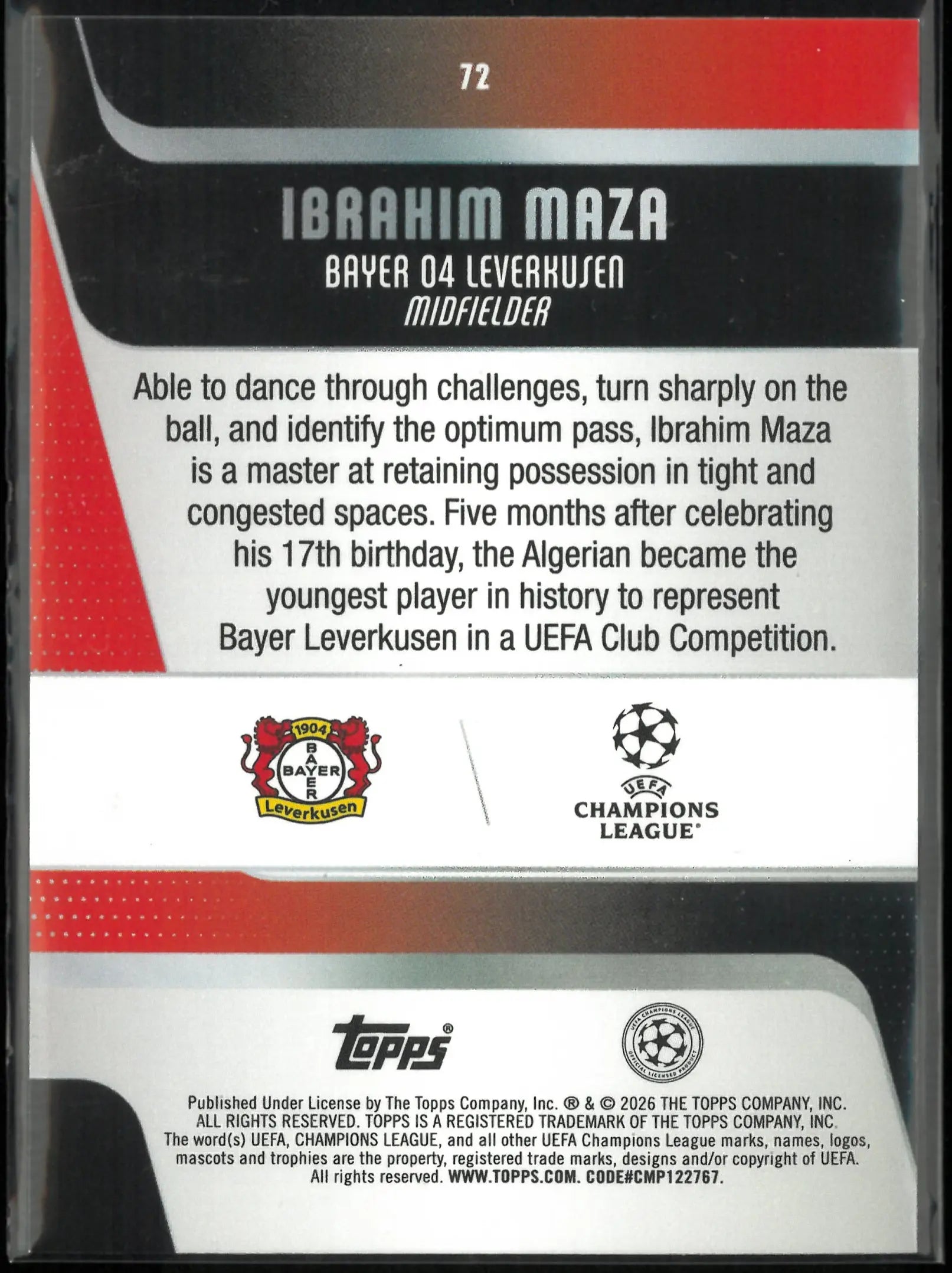 2025-26 Topps UEFA Champions League Ibrahim Maza Black /10 