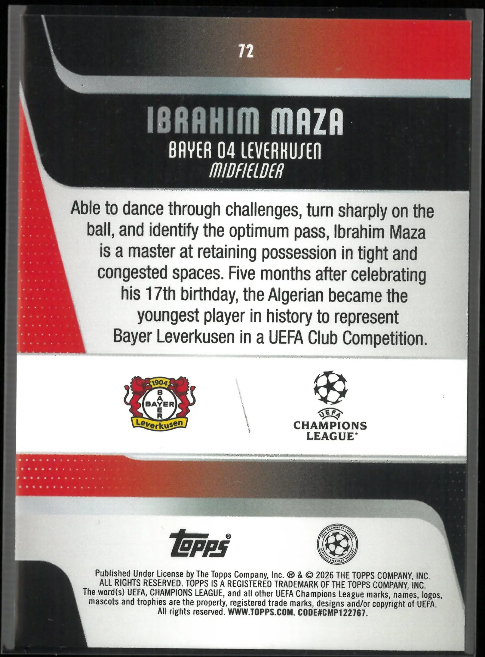 2025-26 Topps UEFA Champions League Ibrahim Maza Red /5 