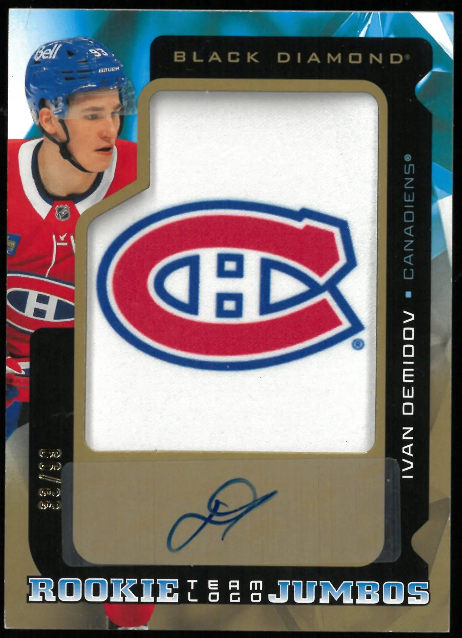 2025-26 UD Black Diamond Ivan Demidov RC Jumbo Team Logo Patch Auto /99 
