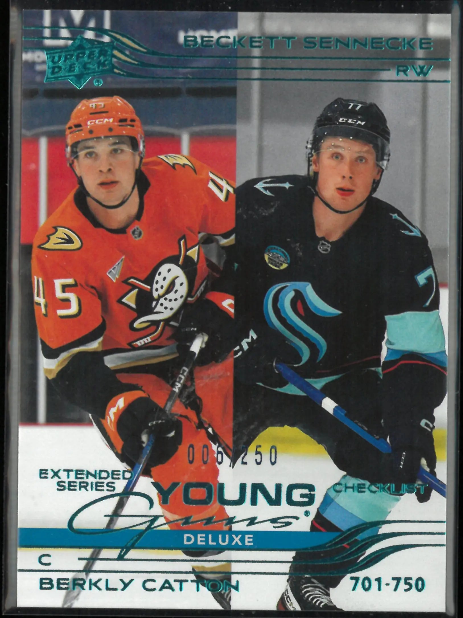 2025-26 UD Extended Series Young Guns Rookies Checklist Catton/Sennecke RC /250 