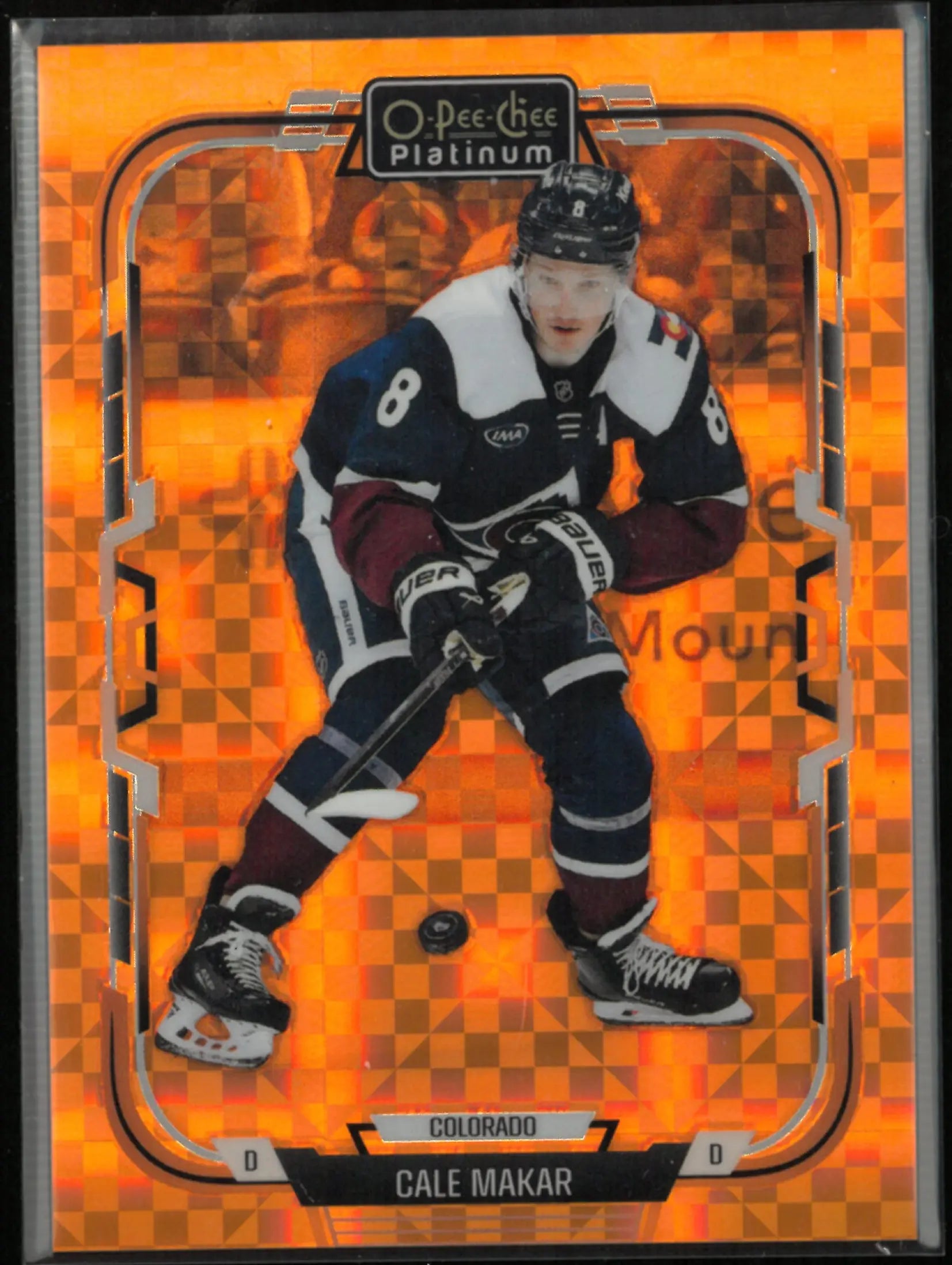 2025-26 UD O-Pee-Chee Platnium Cale Makar Orange Checkers 