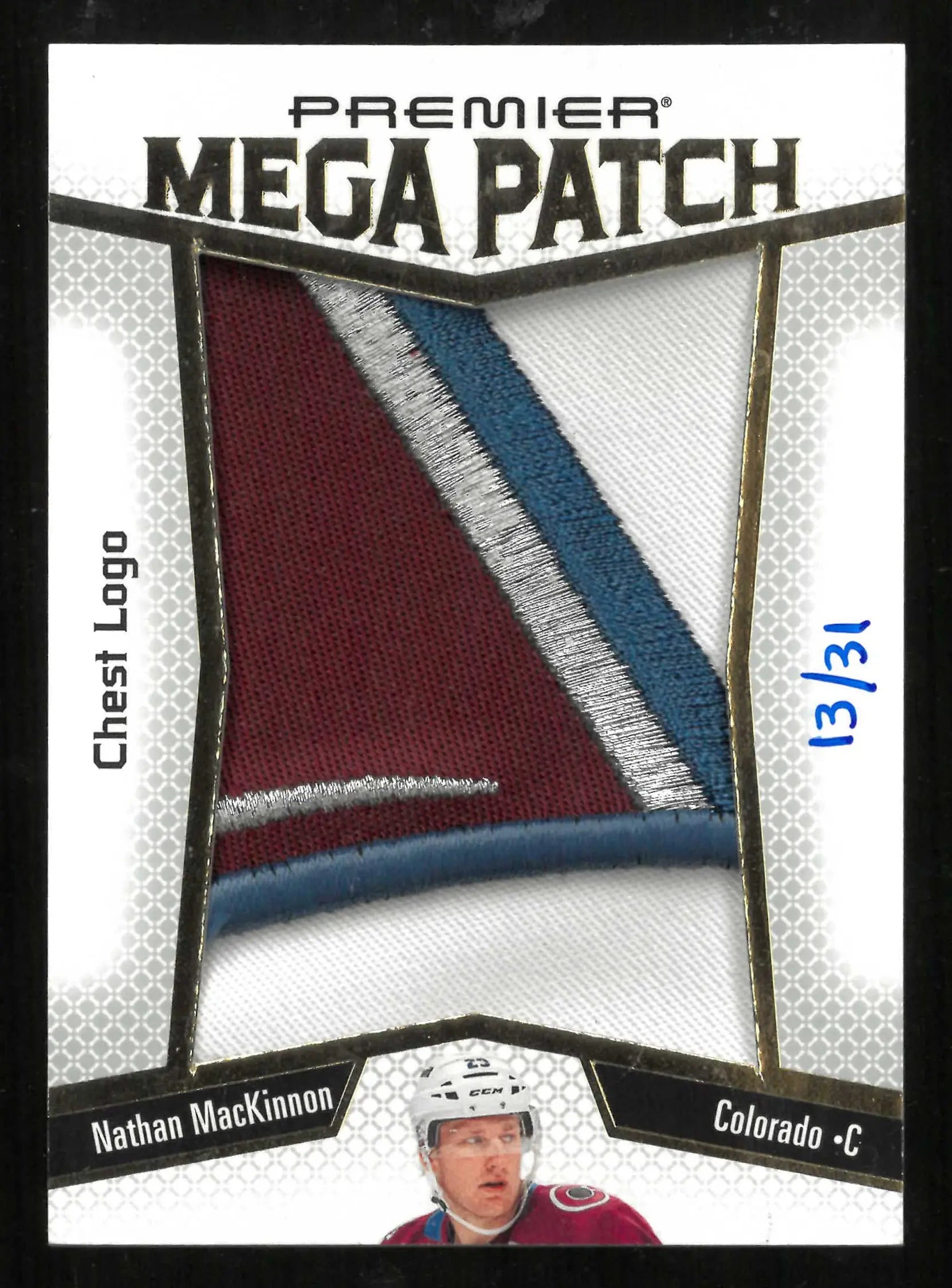 2025-26 UD Premier Hockey Mega Patch Chest Logo Nathan MacKinnon /31 