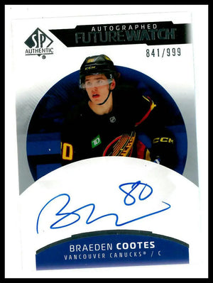 2025-26 UD SP Authentic Future Watch Rookie Autograph Braeden Cootes /999 