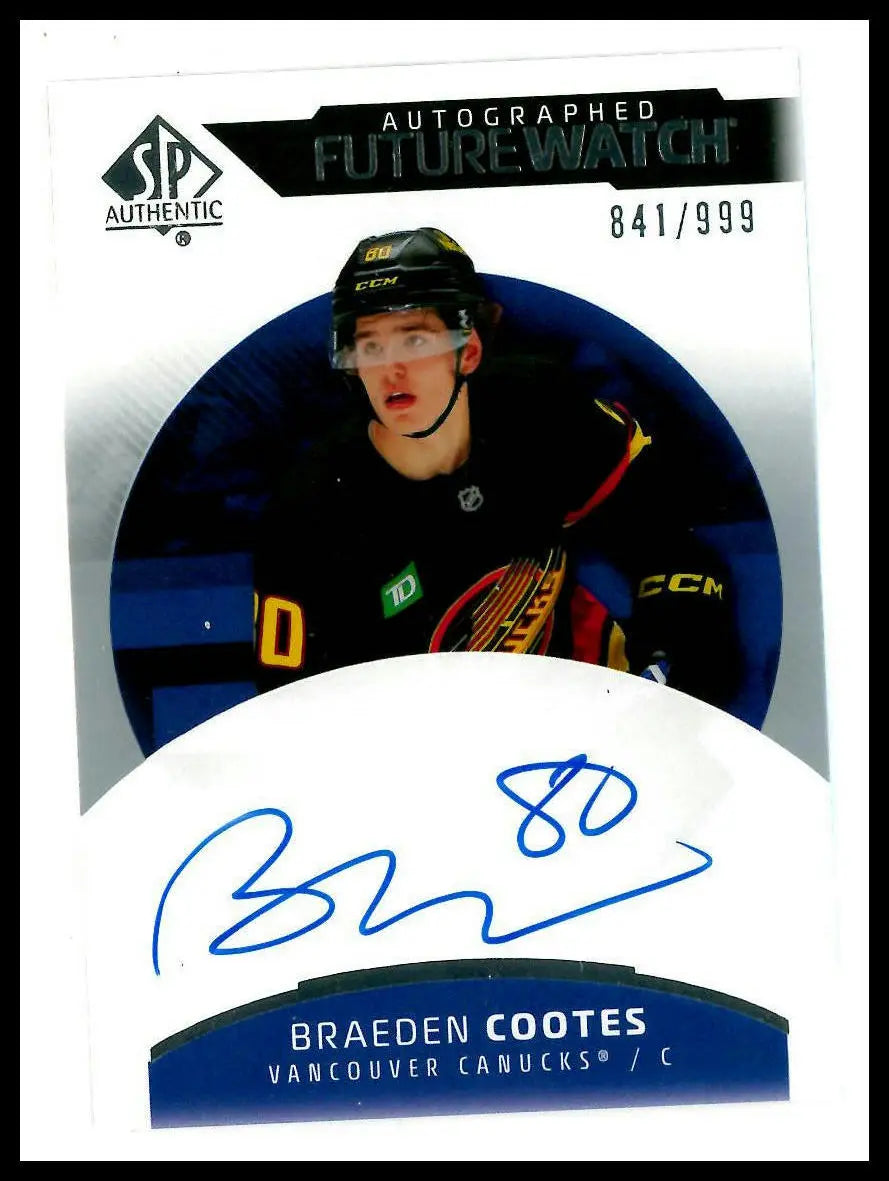 2025-26 UD SP Authentic Future Watch Rookie Autograph Braeden Cootes /999 