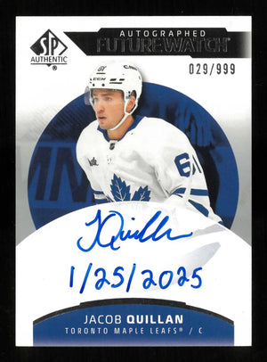 2025-26 UD SP Authentic Future Watch Rookie Autograph Jacob Quillan RC /999 