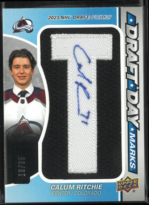2025-26 UD SP Game Used Draft Day Mark Rookie Autograph Calum Ritchie Auto RC/35 